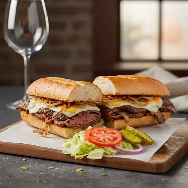 Steak, Cheese and Onion Sub.