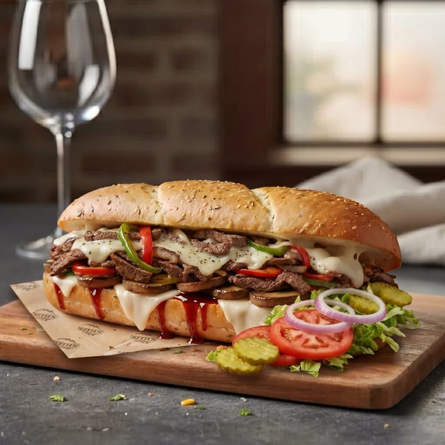 Steak, Cheese and Pepper Sub.
