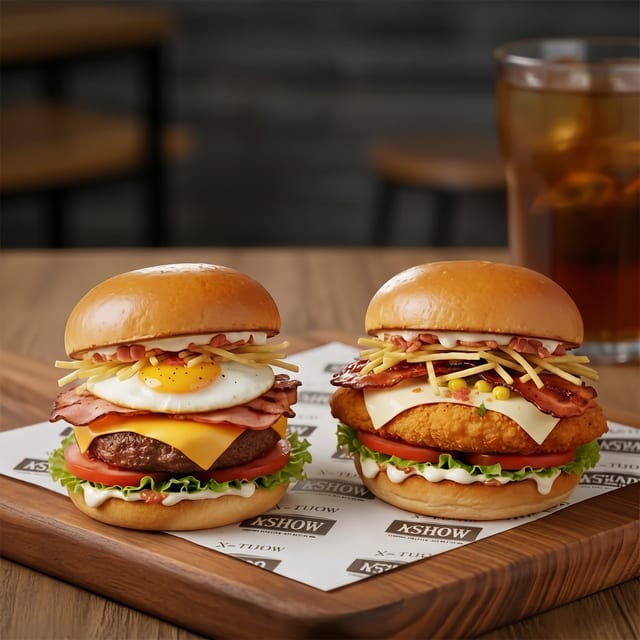 (X Gulazo) Cheeseburger and Chicken Sandwich.