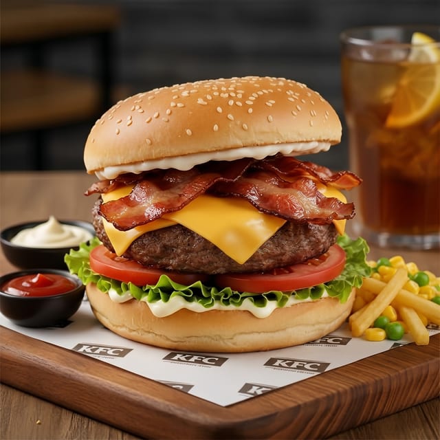 (X Bacon) Bacon Cheeseburger Sandwich.